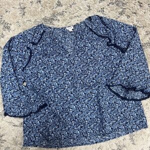 j crew 3/4 sleeve cotton pullover blouse